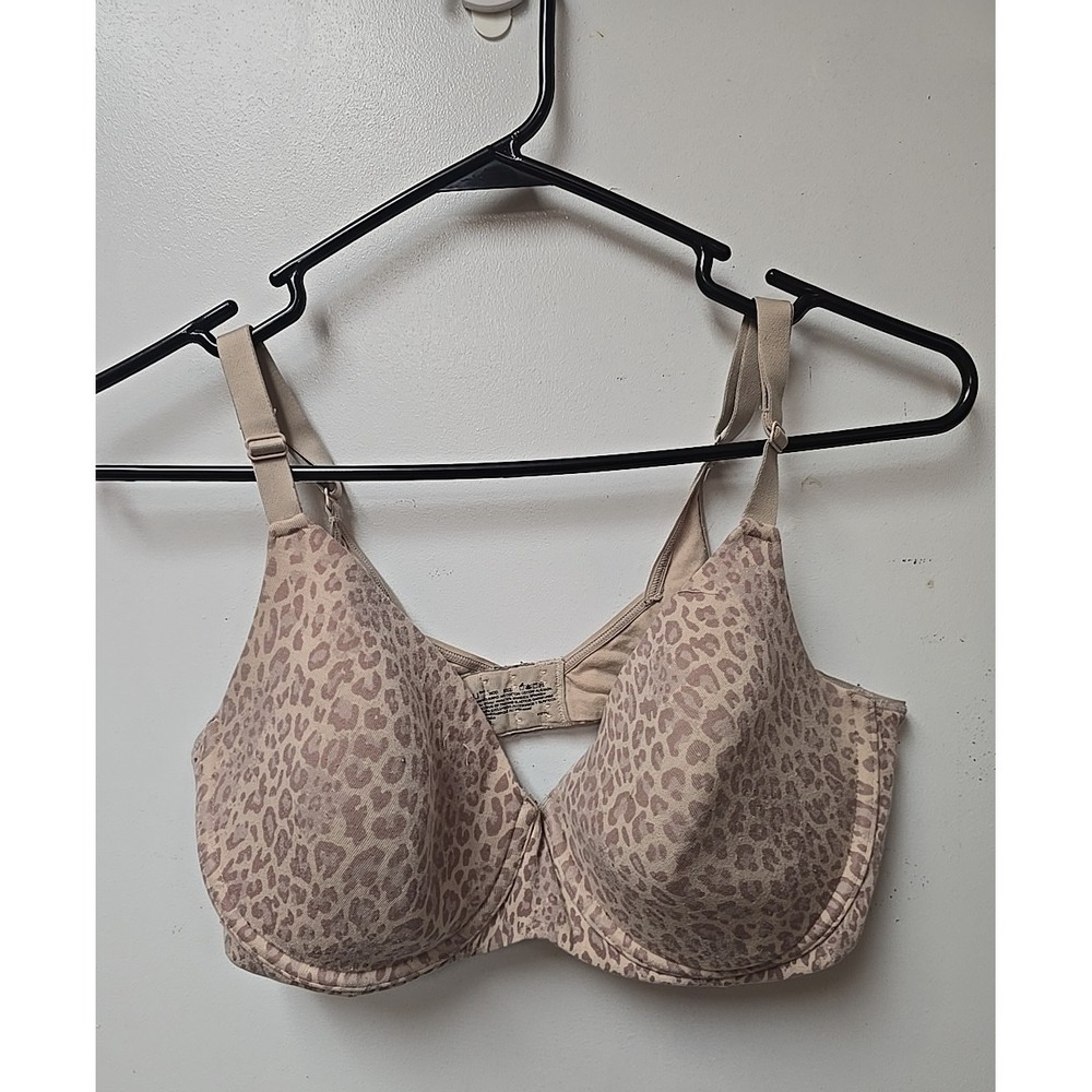 Bali Tan Leopard Print Full Coverage Adjustable Underwire T-Shirt Bra Size 38DD